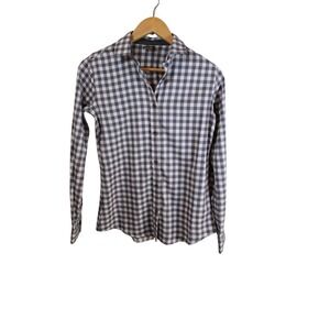 Storm Creek Button Up Shirt Womens XS Purple Checked Long‎ Sleeve Collared